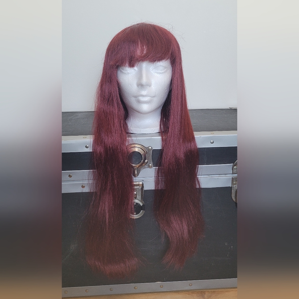 Sleek Red Long Hair Synthetic Hair Wig - For cosplay or Halloween or other event